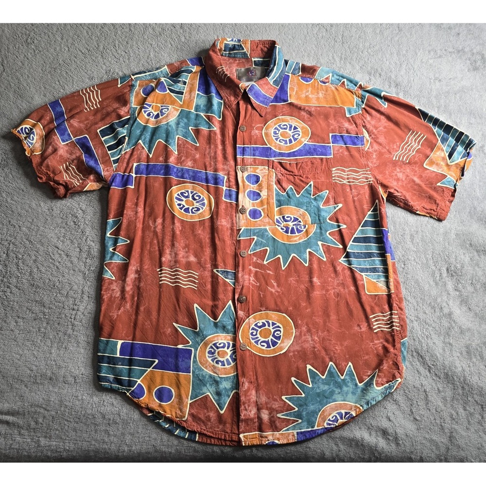 The Territory Ahead Shirt Mens XL Colorful Tribal Aztec S/S Casual Button Up